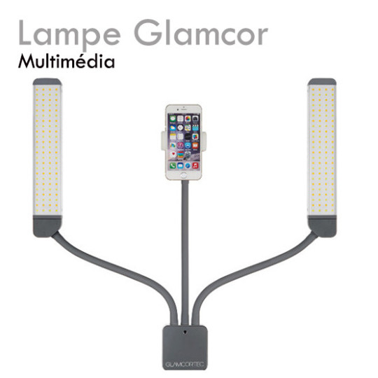 Lampe GLAMCOR MULTIMEDIA pour extension de cils double lampe aucune ombre adaptateur smartphone