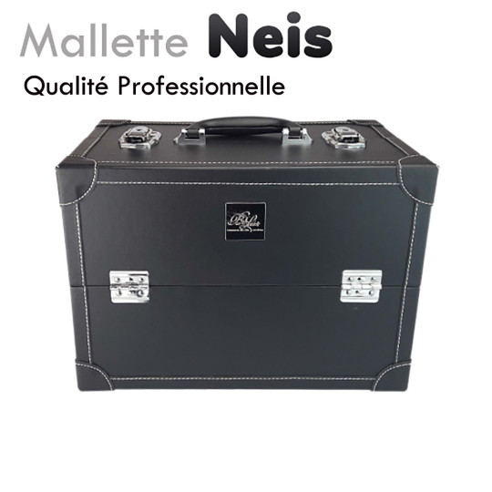 Mallette "Neis" noire aluminium extension de cils manucure onglerie déplacement domicile