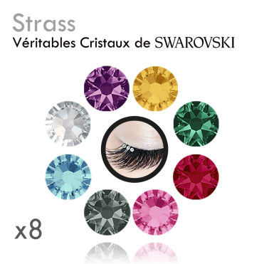 Strass swarovski pour extension de cils et onglerie 8 couleurs