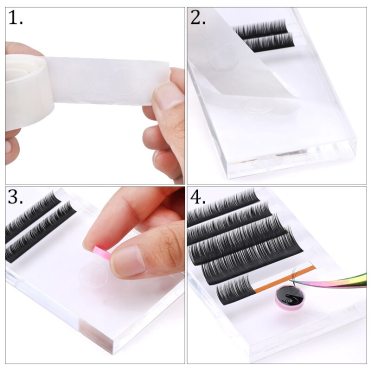 Coupelles pour colle à extensions de cils, avec 100 pastilles autocollantes pour les maintenir 2