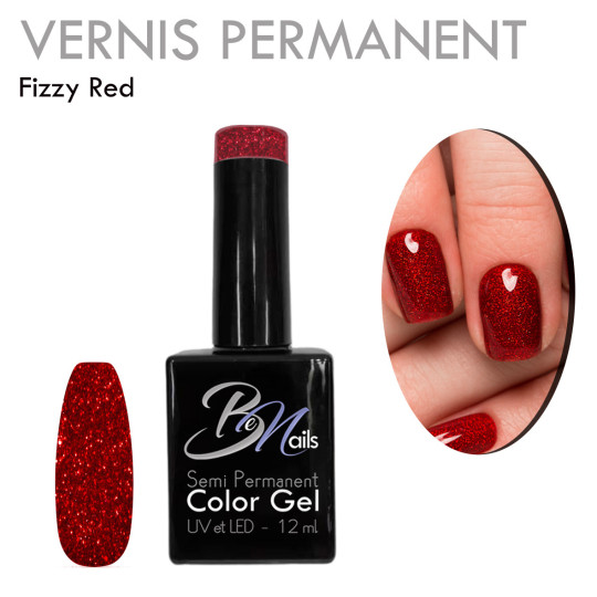 Vernis Semi Permanent Ultra Haute Tenue et Couvrance Optimale. Couleur Tendance Paillettes Rouge - Meilleur Qualité