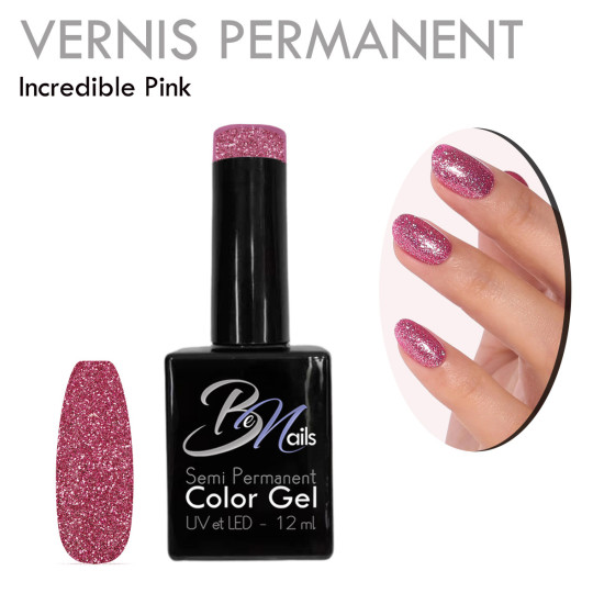 Vernis Semi Permanent Ultra Haute Tenue et Couvrance Optimale. Couleur Tendance Rose paillette - Meilleur Qualité