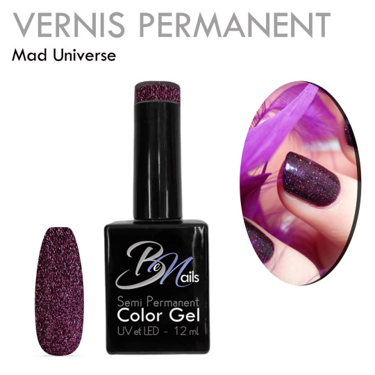 Vernis Semi Permanent Ultra Haute Tenue et Couvrance Optimale. Couleur Tendance Paiellettes Violet foncé - Meilleur Qualité