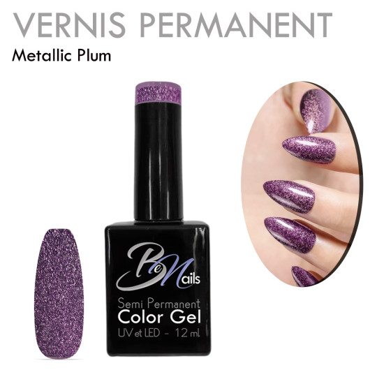 Vernis Semi Permanent Ultra Haute Tenue et Couvrance Optimale. Couleur Tendance Métalique Paillettes Violet - Meilleur Qualité