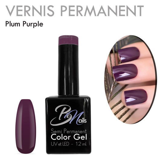 Vernis Semi Permanent Ultra Haute Tenue et Couvrance Optimale. Couleur TendanceViolet foncé Prune - Meilleur Qualité