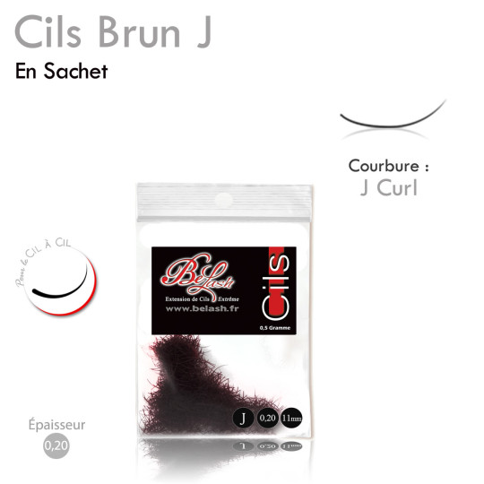 Sachet Cils Bruns J curl en vrac pour Extension Cil à Cil carnation claire