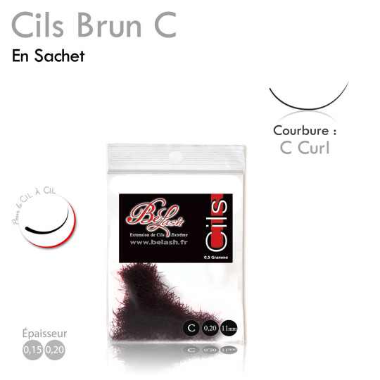 Sachet Cils Bruns C curl en vrac pour Extension Cil à Cil idéal carnation claire