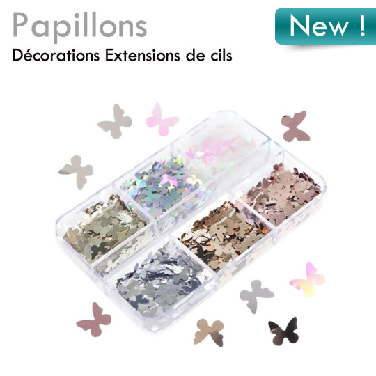 Décorations Papillon Butterfly pour Lash Art, Nail Art, Extensions de Cils et Maquillage