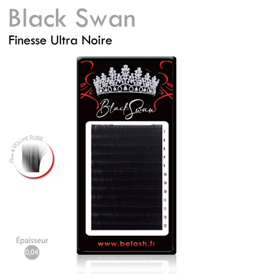 Black Swan 0,04 l'Extension de Cils Volume Russe Noir Ultra Intense, Mega Volume le Plus Noir Possible