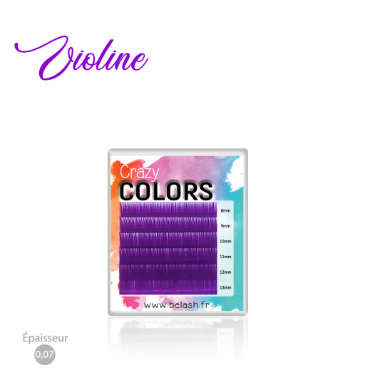 Palette d'Extensions de Cils Crazy Colors en Volume Russe pour des Poses Flamboyantes, Magnifiques Couleurs VIOLINE  en 07