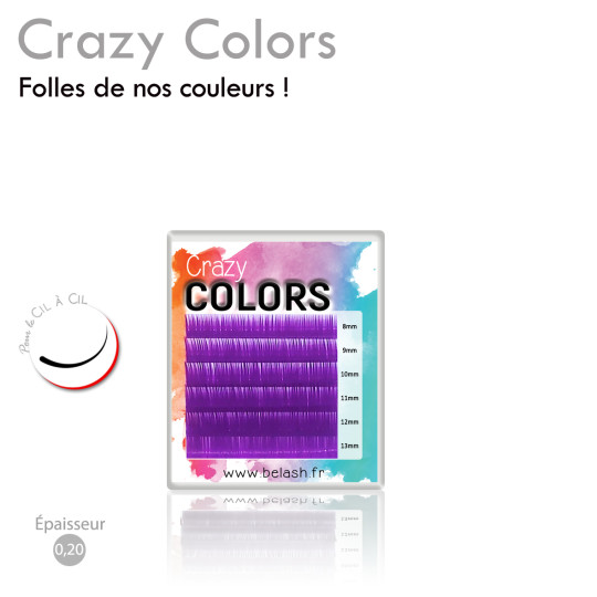 Palette d'Extensions de Cils Crazy Colors en Cil à Cil pour des Poses Flamboyantes, Magnifiques Couleurs en Palette MIX  0.20