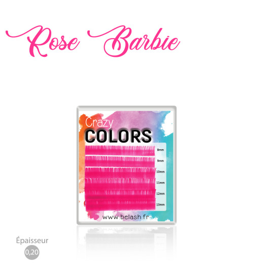 Palette d'Extensions de Cils Crazy Colors en Cil à Cil pour des Poses Flamboyantes, Magnifique Couleur ROSE BARBIE  en 0.20