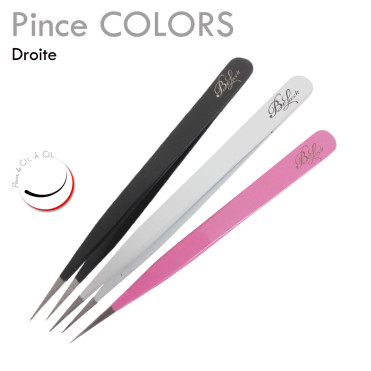 Pince Droite "Colors" extension de cils cil à cil antistatique acier inoxydable