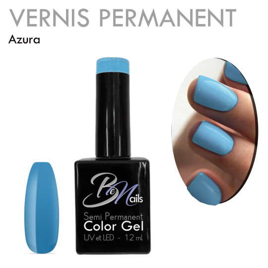 Vernis Semi Permanent Ultra Haute Tenue et Couvrance Optimale. Couleur Tendance Bleu Azur Intense - Meilleur Qualité