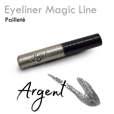 Eyeliner Magic Line Technologie Pell off, maquillage Oil Free pour Extension de cils Paillettes Argent waterproof extra tenue