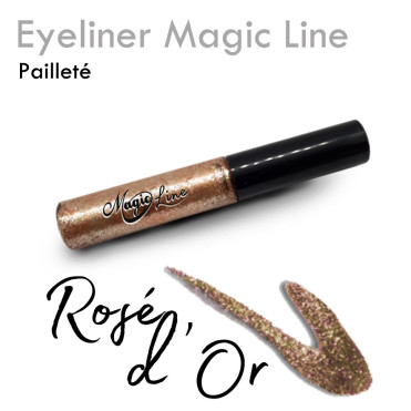 Eyeliner Magic Line Technologie Pell off, maquillage Oil Free pour Extension de cils Paillettes Rosé D'Or waterproof extra tenue