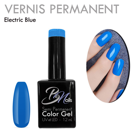 Vernis Semi Permanent Ultra Haute Tenue et Couvrance Optimale. Couleur Tendance Bleu Electrique - Meilleur Qualité