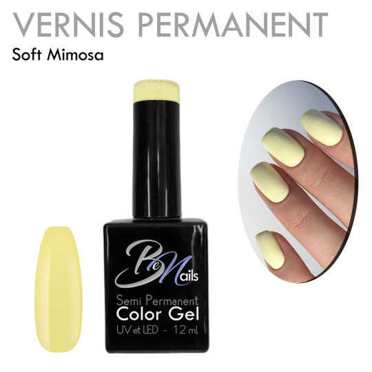 Vernis Semi Permanent Ultra Haute Tenue et Couvrance Optimale. Couleur Tendance Jaune Clair Pastel Mimosa - Meilleur Qualité