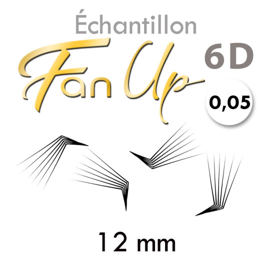 Echantillon d'extension de cils : Bouquets (ou Fans) courbure L Fan Up préfaits 6D en 0.05 12 mm