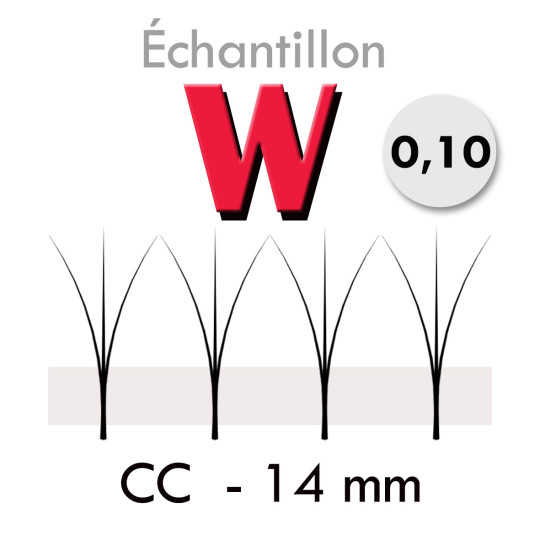 Échantillon Extension de Cils en W 3D en 0.10 pour tester ! CC 14mm