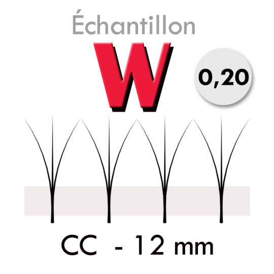 Échantillon Extension de Cils en W 3D en 0.20 pour tester ! CC 12mm