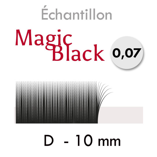 Échantillon de Cils, Découvrez les Magic Black Ultra Noir pour Extension Volume Russe . Epaisseur 0.07 D curl 10mm