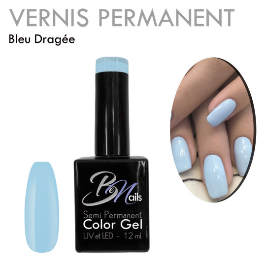 Vernis Semi Permanent Ultra Haute Tenue et Couvrance Optimale. Couleur Tendance Bleu Dragée Pastel Airy  - Meilleur Qualité