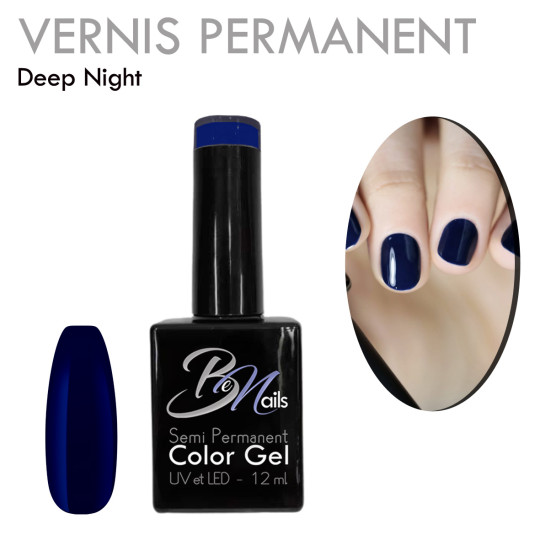 Vernis Semi Permanent Ultra Haute Tenue et Couvrance Optimale. Couleur Tendance Bleu Nuit Deep Night  - Meilleur Qualité