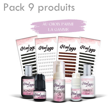 Produits personnalisables pour l'extensions de cils, produit à ma marque. Création de marque esthétique