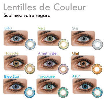 Lentilles de Couleur  pour sublimer votre extension de cils : Améthyste (Violet) Bleu, Vert, Turquoise, Saphir ...