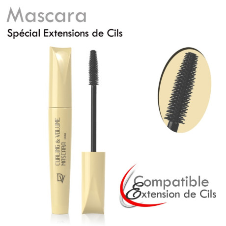 Mascara Volume Oil Free, se démaquille à l'eau, compatible avec les Extensions de Cils, Noir et Fluide