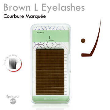 Cil forme L Pour Volume Russe, idéal pour cil tombant ou très Droit, ou effet Eyeliner coloris MARRONS