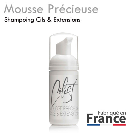 Shampoing cils nettoyant spécifique premium. Oil Free, PH neutre, Aloe Vera et Peptides de fruits.  Made in France