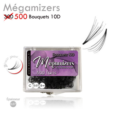 Bouquets Préfaits Mégamizer 10D en boîte pour l'Extension de Cils Volume Russe prêt à poser , des Fans toujours Parfaits