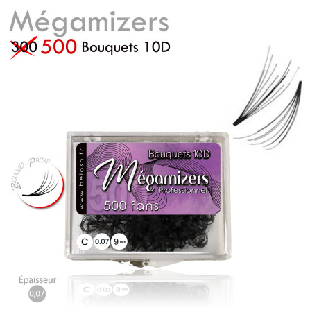 Bouquets Préfaits Mégamizer 10D en boîte pour l'Extension de Cils Volume Russe prêt à poser , des Fans toujours Parfaits