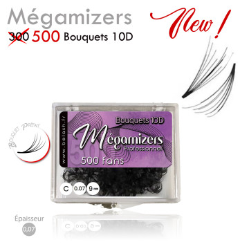 Bouquets Préfaits Mégamizer 10D en boîte pour l'Extension de Cils Volume Russe prêt à poser , des Fans toujours Parfaits