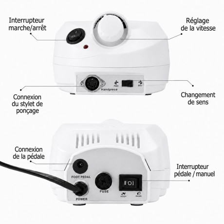 Ponceuse électrique professionnelle 30 000 tr/min avec pédale pour manucure et pédicure