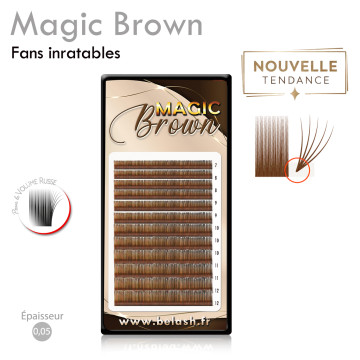 Extension de Cils Magic Bown spécial Volume Russe Easy Fan ou 0.05 !  La tendance du BRUN pour un regard subtilement souligné