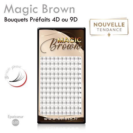 Extension de Cils Magic Bown spécial Volume Russe, Bouquets Préfaits Fan 9D !  La tendance du BRUN