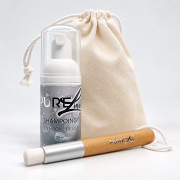 Shampoing Cils & Kit Entretien Extensions Pure Line | pochette personnalisable 2