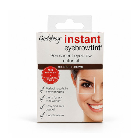 Teinture Coloration Chatain foncé Sourcils Express Godefroy Longue Durée. couvre les poils blancs