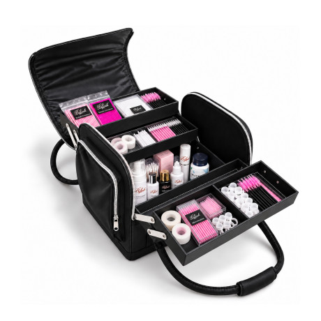 Mallette "Leyna" noire extension de cils manicure onglerie déplacement domicile