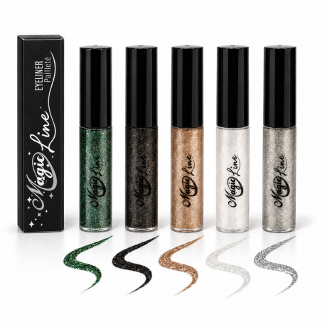 Eyeliner Magic Line – Eyeliner Pailleté longue tenue Peel-Off waterproof Compatible Extensions de Cils
