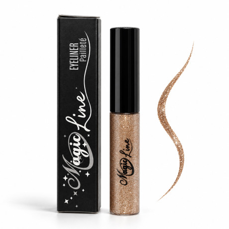 Eyeliner Magic Line – Eyeliner Beige Doré Pailleté longue tenue Peel-Off waterproof Compatible Extensions de Cils