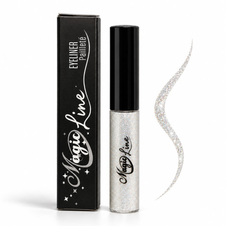 Eyeliner Magic Line – Eyeliner Blanc Pailleté nacré longue tenue Peel-Off waterproof Compatible Extensions de Cils