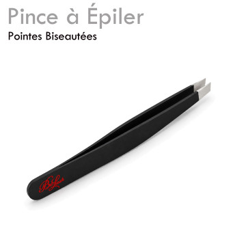 Pince à épiler professionnelle pas cher en acier inoxydable en biais revêtement noir