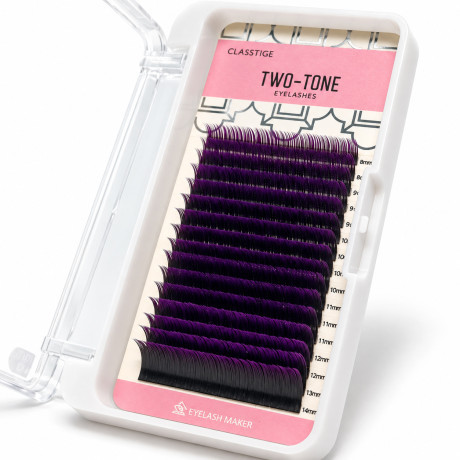 Extensions de cils Tie & Dye Noir-Violet – palette Cil à Cil à pointes violettes dégradées